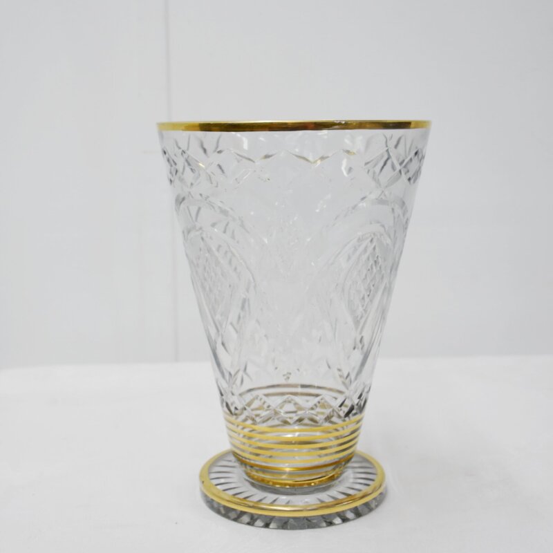 Centro o florero tipo copa cristal tallado