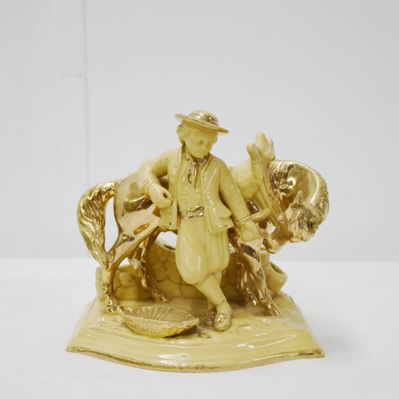 Cigarrera de porcelana campesino y caballos