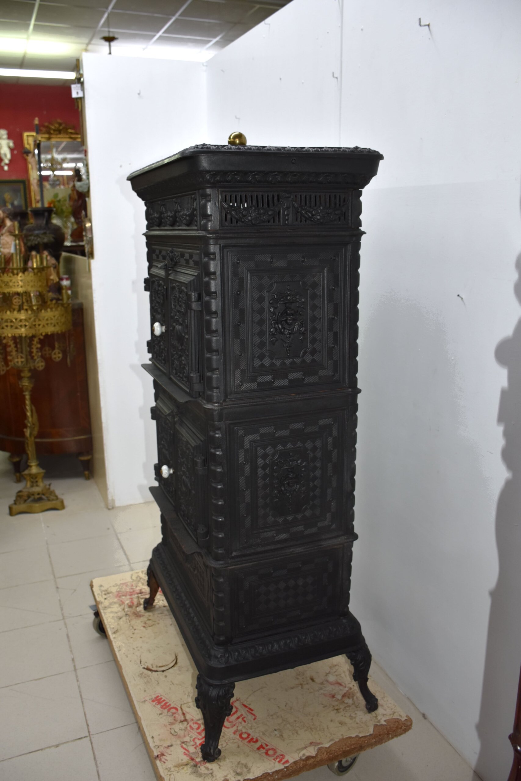Gran estufa antigua horno hierro fundido 134 cm - Imagen 8
