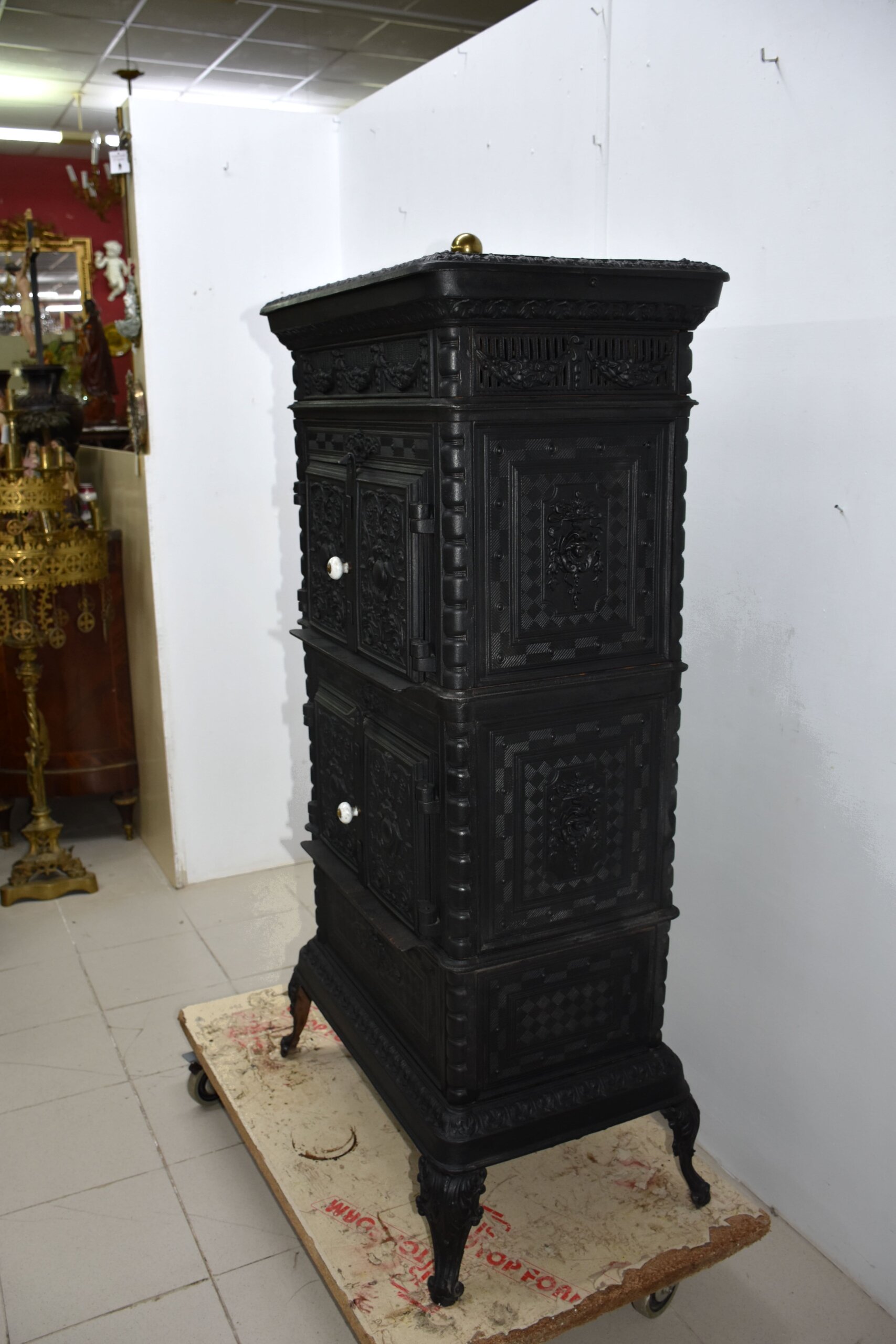 Gran estufa antigua horno hierro fundido 134 cm - Imagen 7