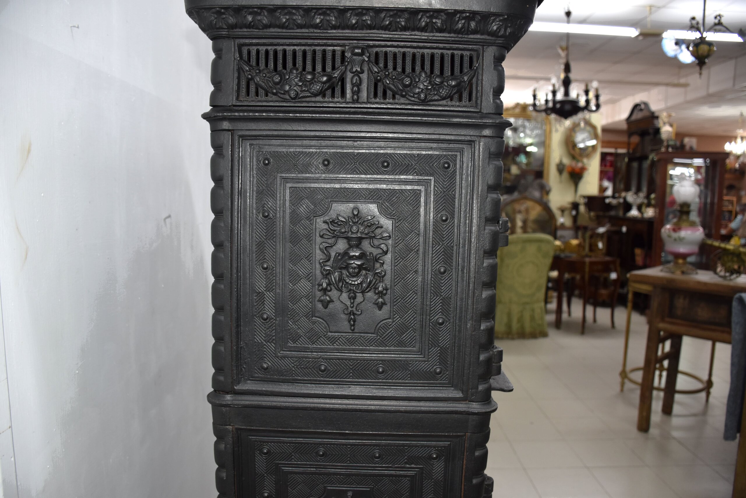 Gran estufa antigua horno hierro fundido 134 cm - Imagen 12