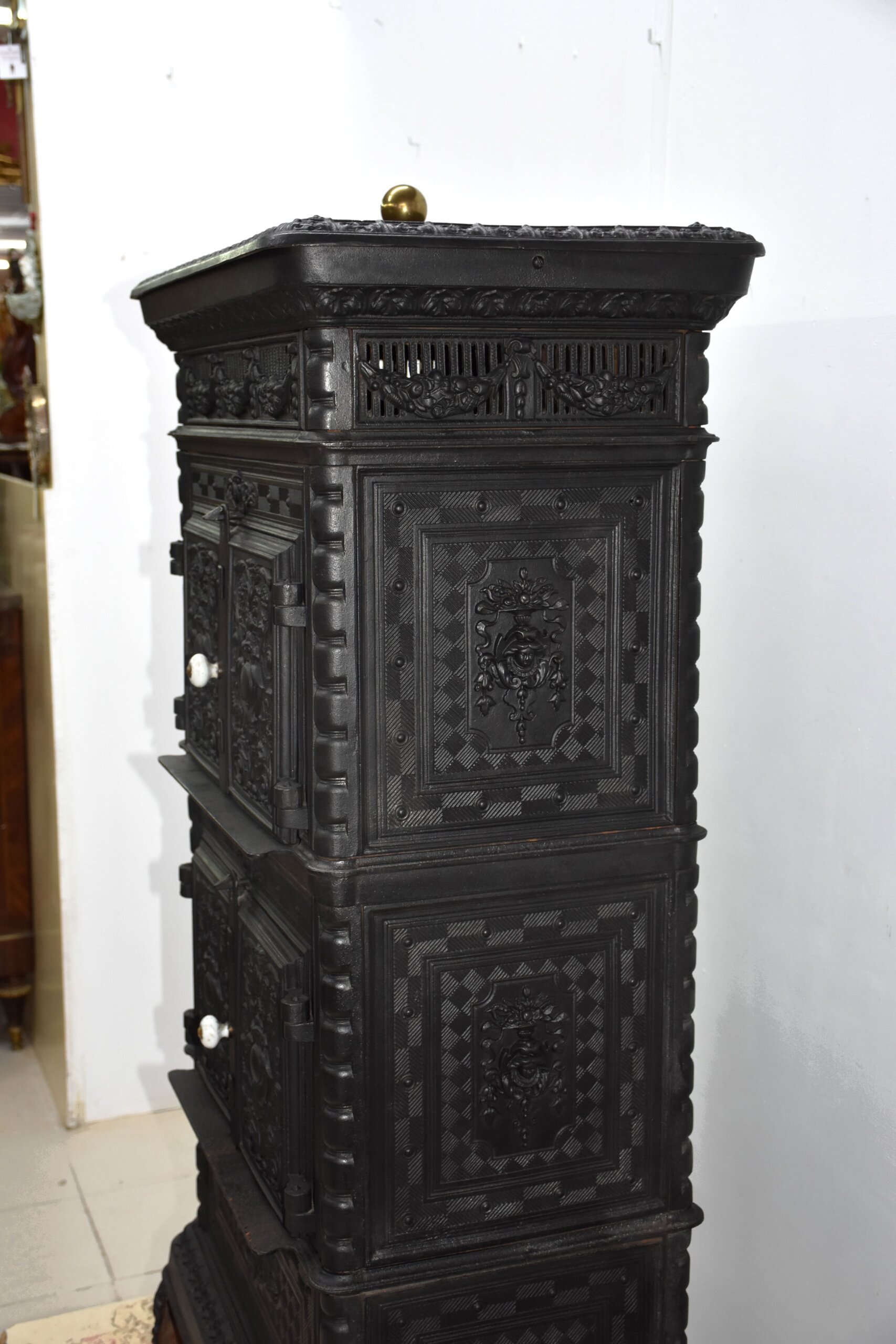 Gran estufa antigua horno hierro fundido 134 cm - Imagen 9