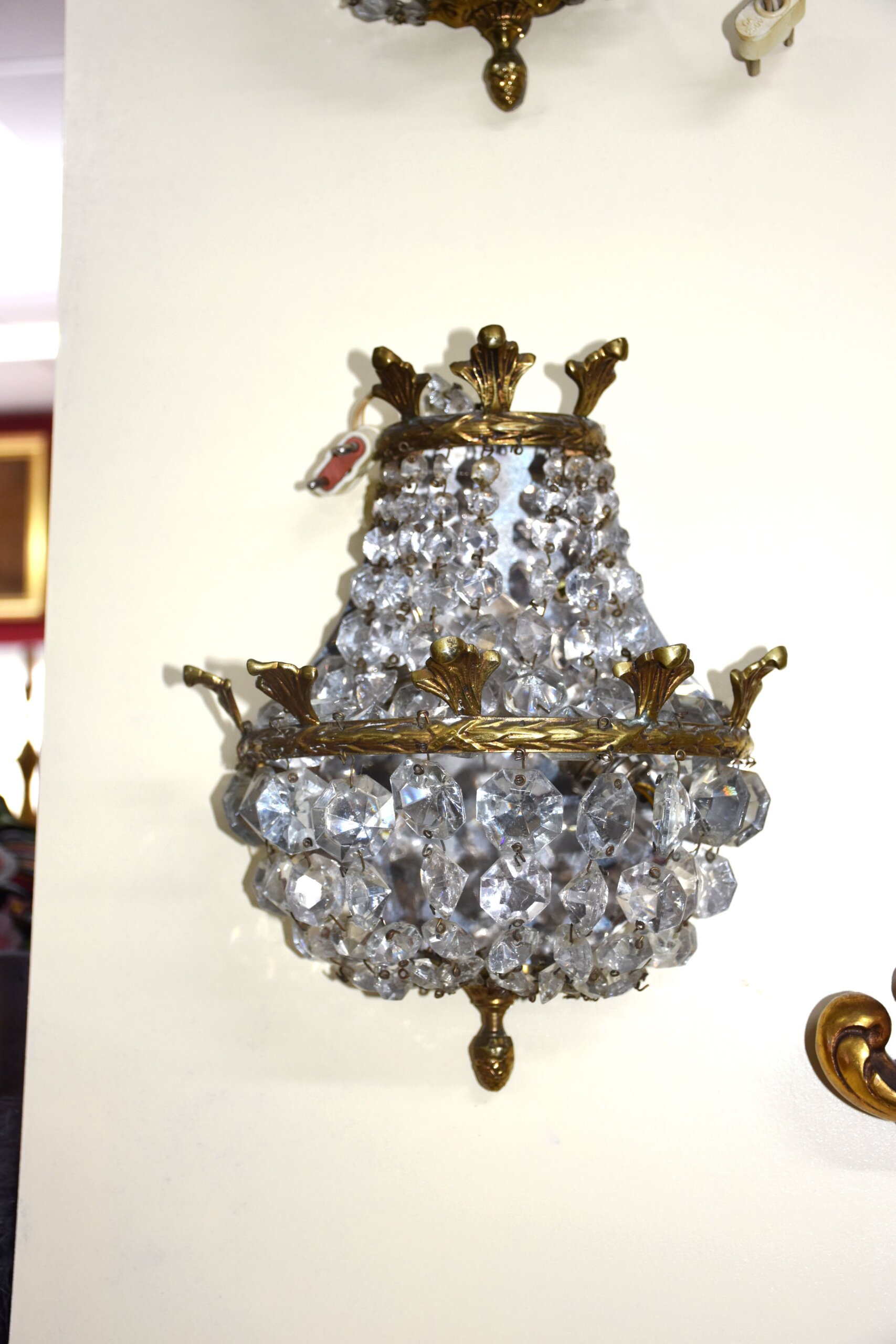 Pareja de apliques Imperio bronce y cristal - Imagen 5