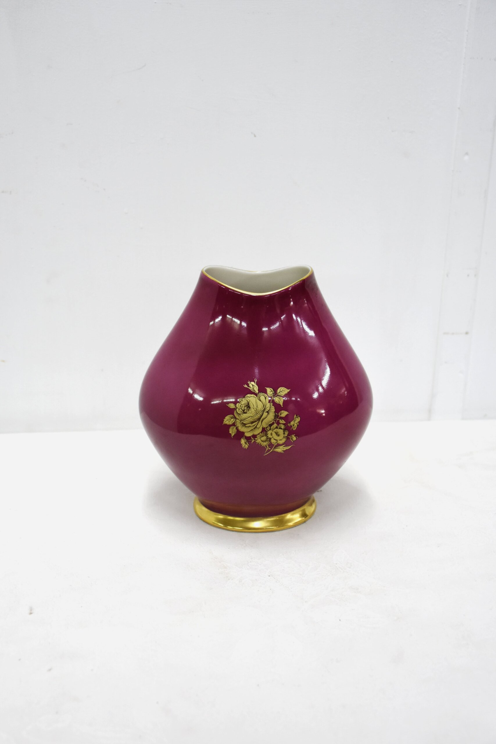 Jarrón o florero porcelana fucsia Bavaria - Imagen 3