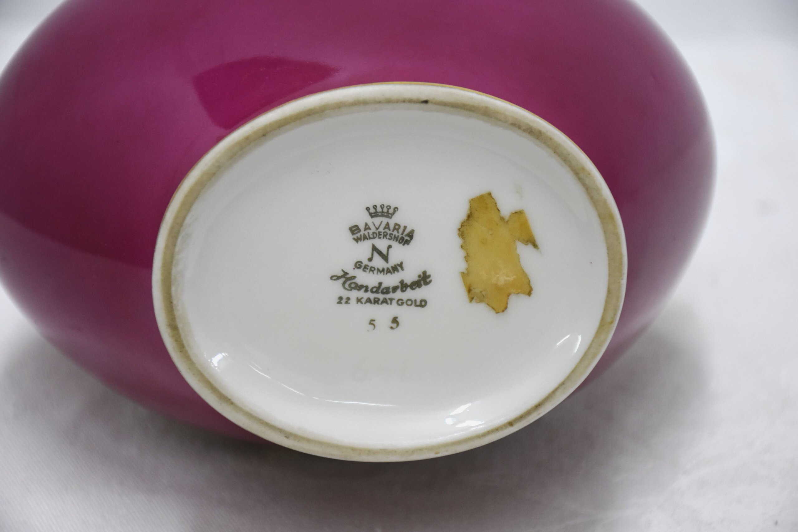 Jarrón o florero porcelana fucsia Bavaria - Imagen 5