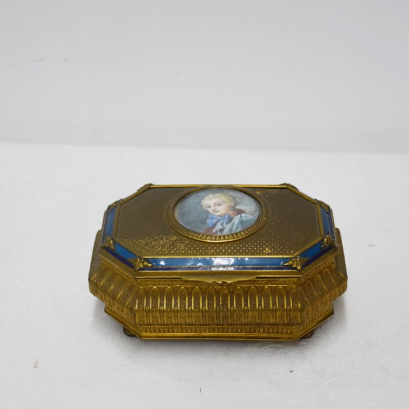 Joyero octagonal bronce retrato femenino