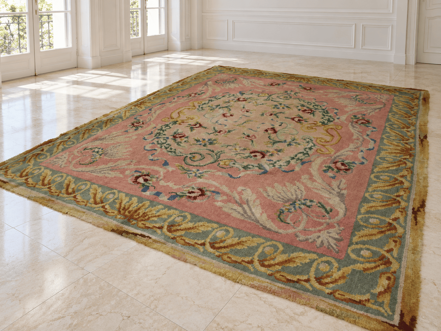 Gran alfombra rosa floral 320 x 280 cm - Imagen 11