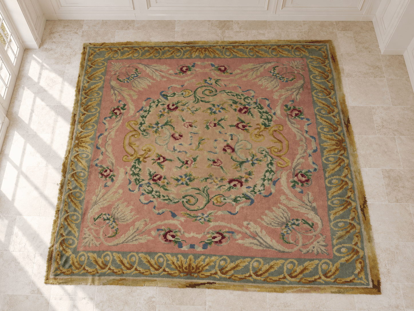 Gran alfombra rosa floral 320 x 280 cm - Imagen 10