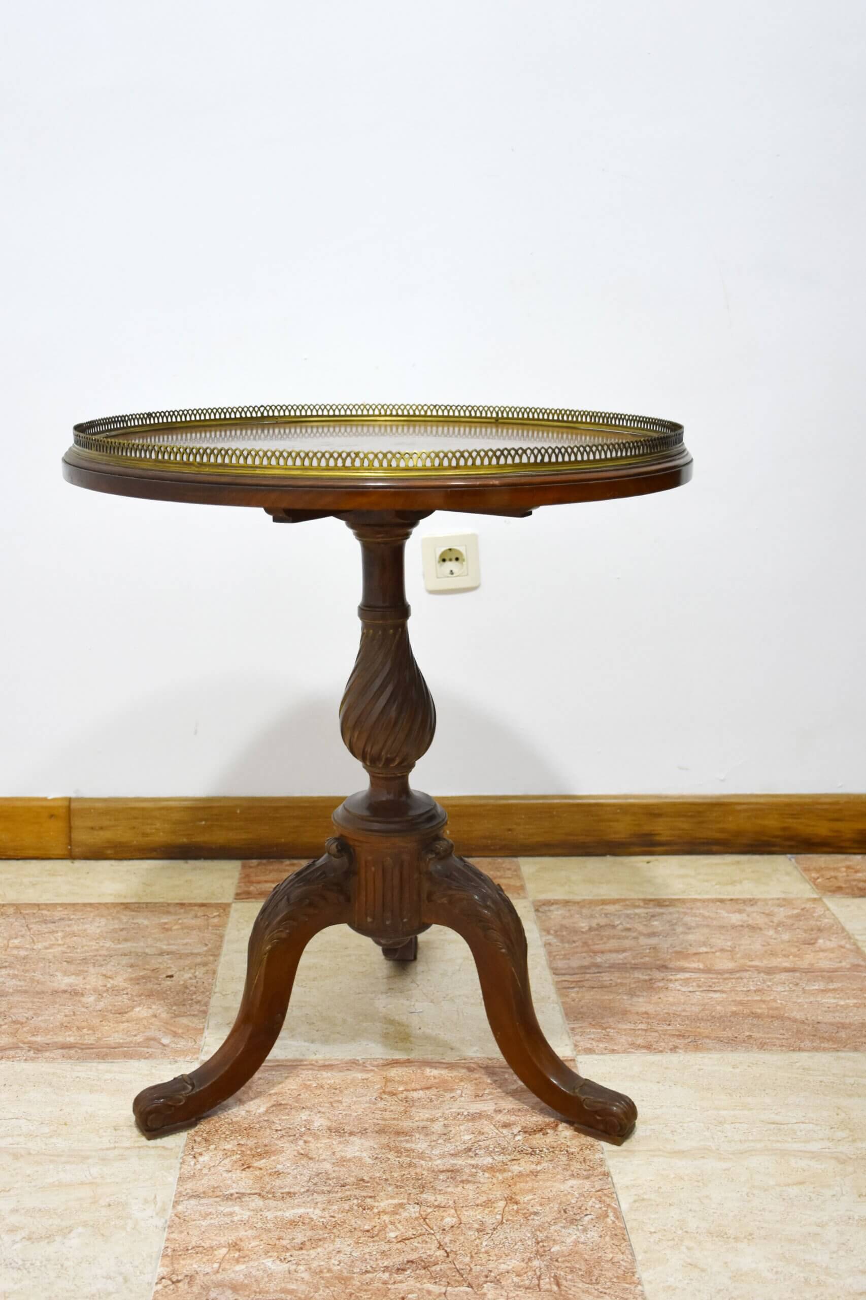 Mesa velador auxiliar barandilla latón - Imagen 4