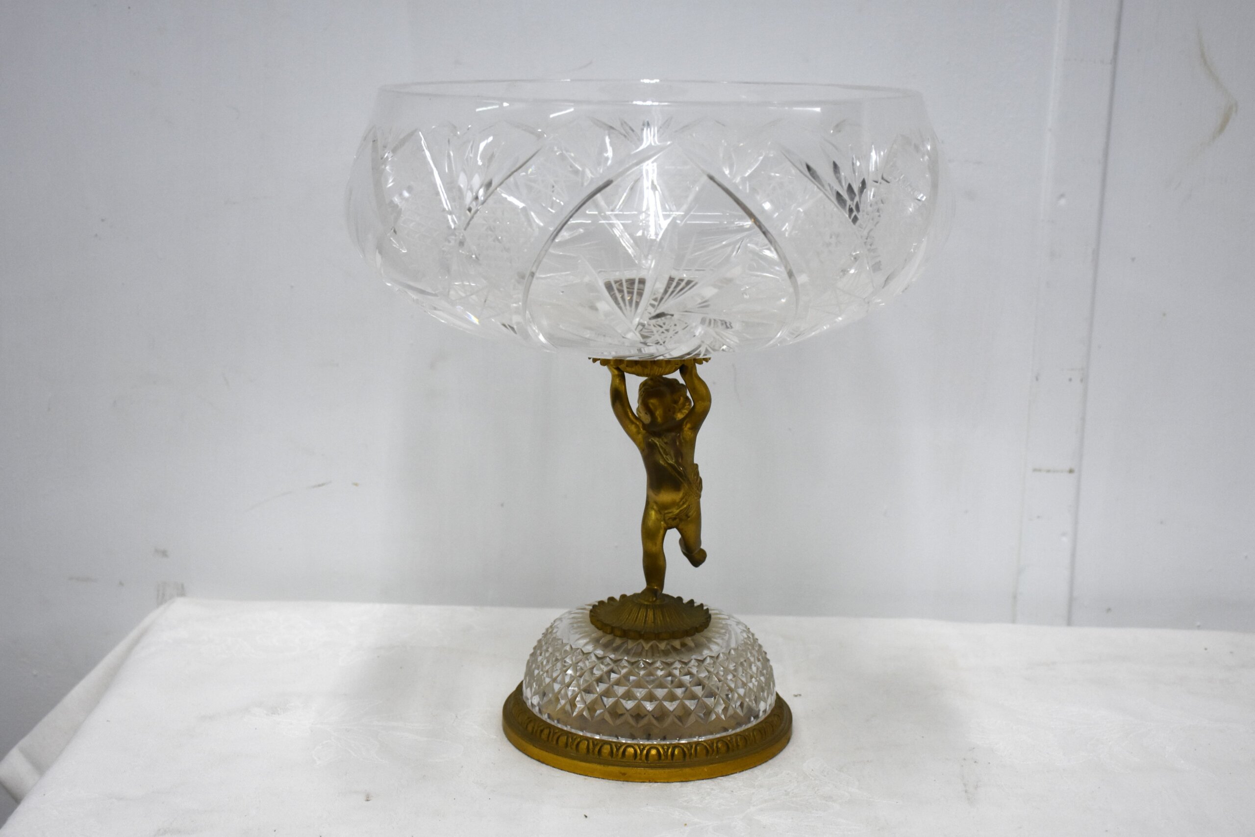 Gran centro de mesa cristal y bronce - Imagen 6
