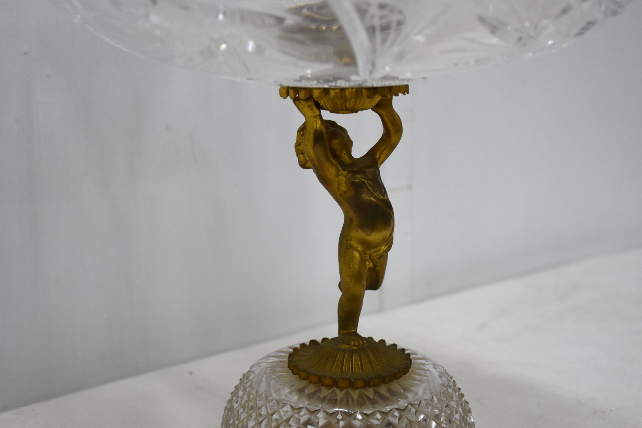 Gran centro de mesa cristal y bronce - Imagen 5