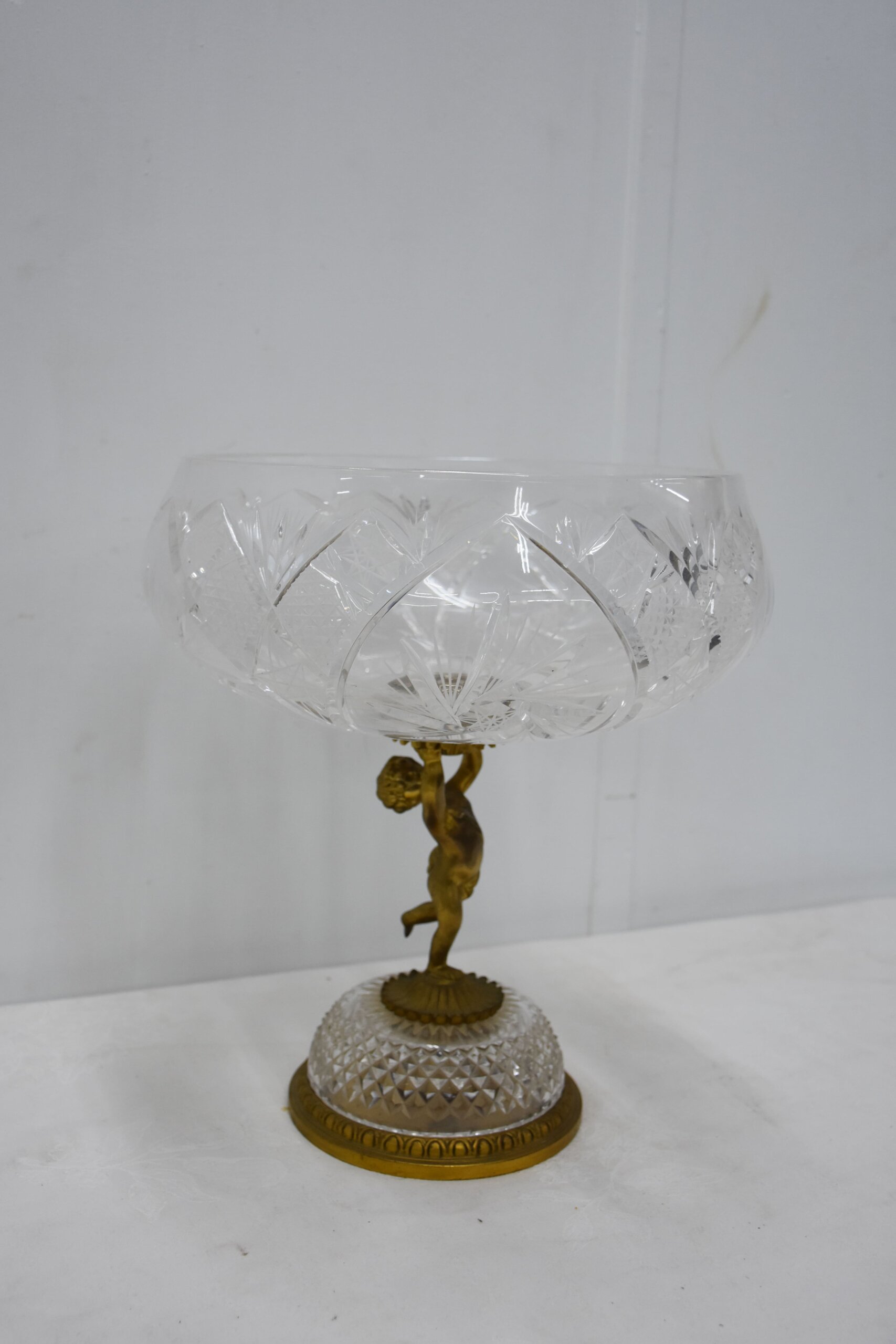 Gran centro de mesa cristal y bronce - Imagen 2