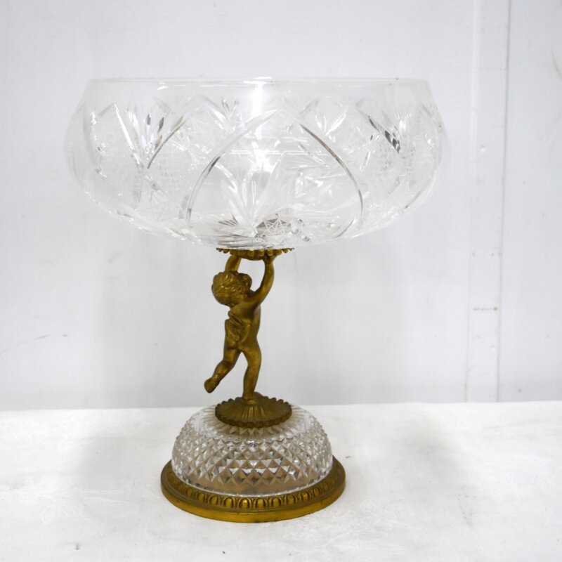 Gran centro de mesa cristal y bronce