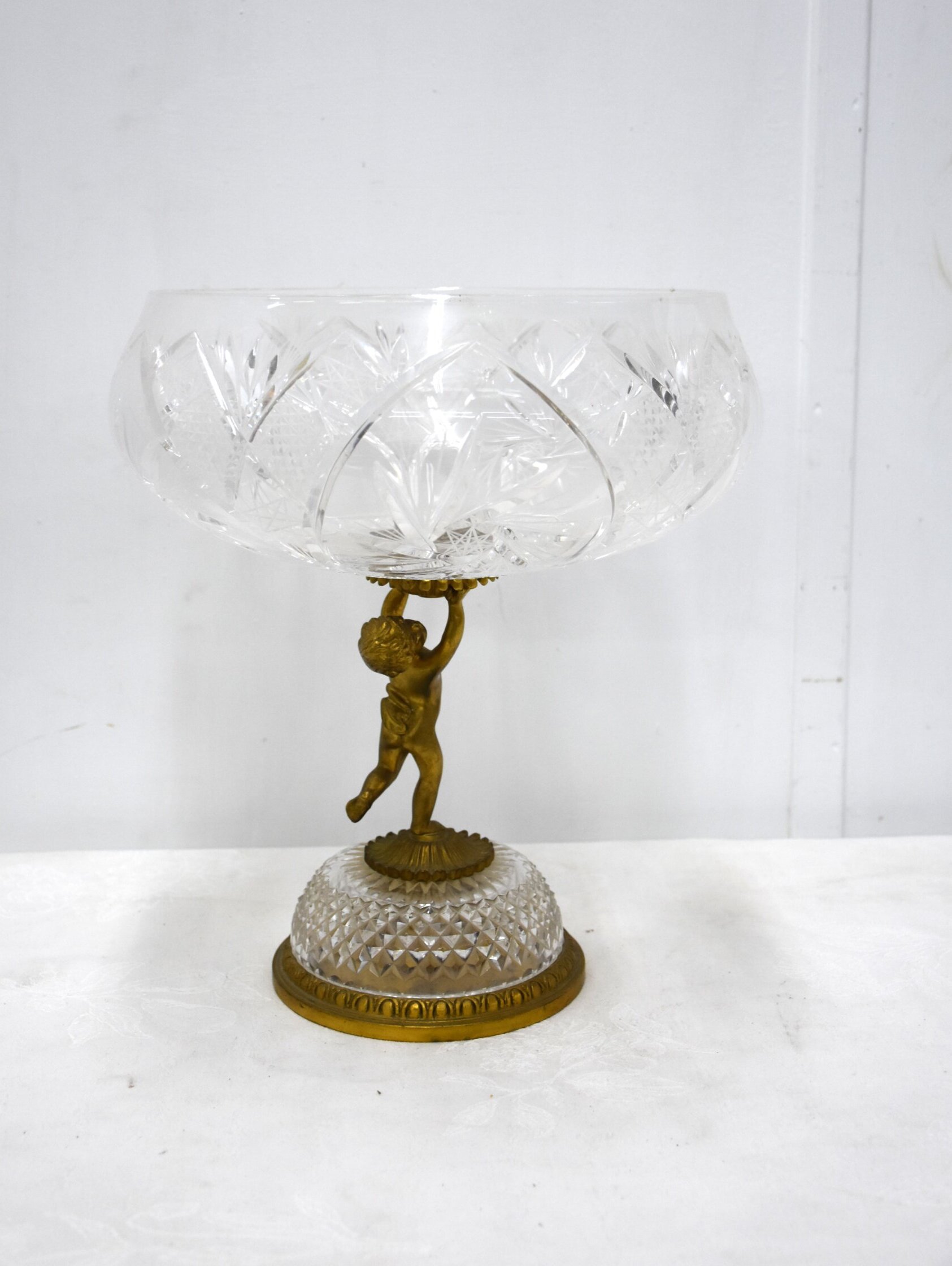 Gran centro de mesa cristal y bronce