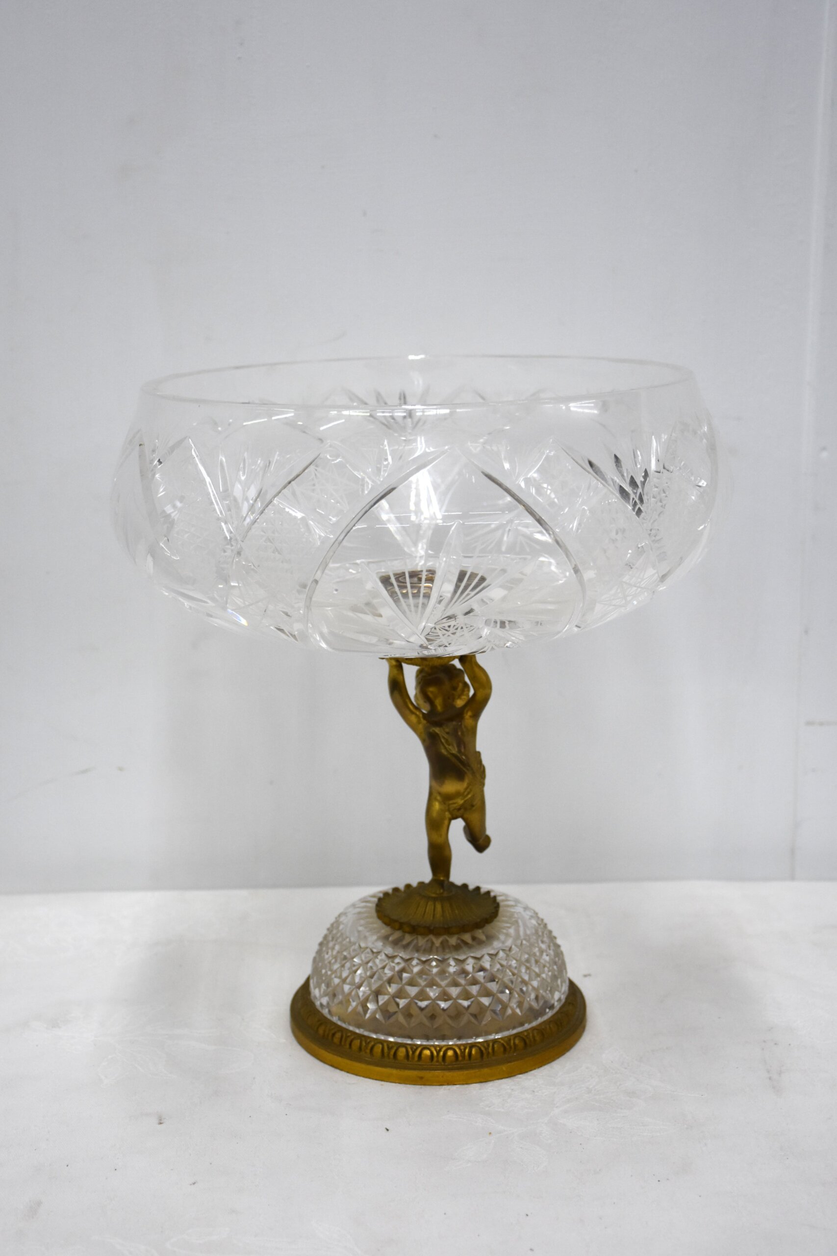 Gran centro de mesa cristal y bronce - Imagen 7